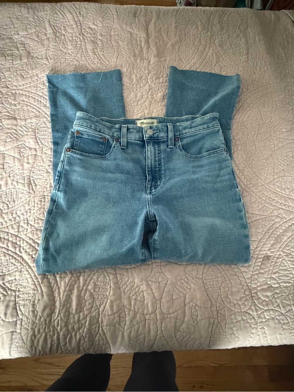 Madewell Light Blue mid rise kick out